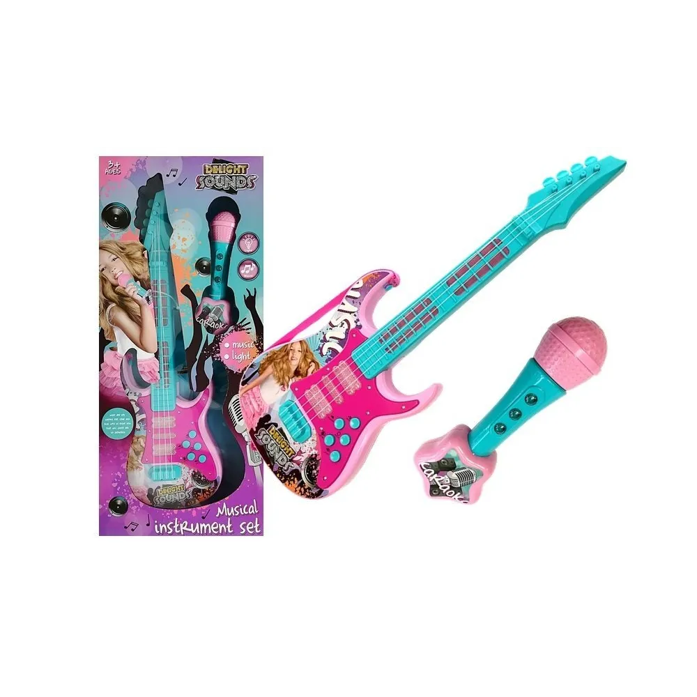 Gitara z mikrofonem dla dzieci z efektami świetlnymi i dźwiękowymi