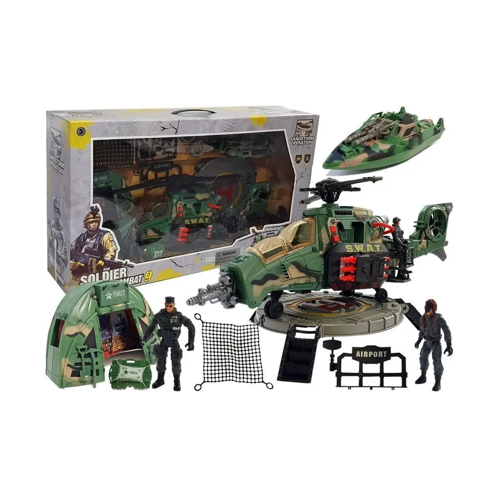 Zestaw militarny z helikopterem i figurkami żołnierzy dla dzieci