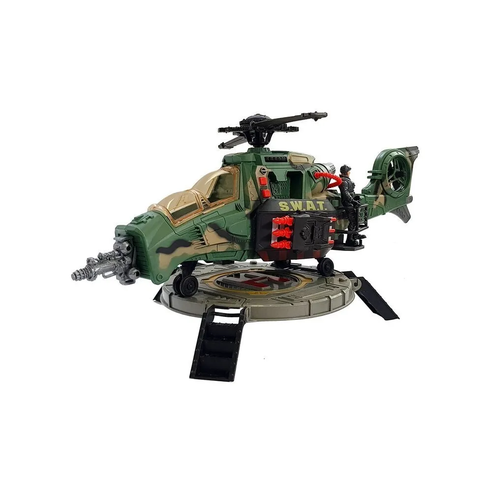 Kompletny zestaw zabawkowy wojsko z motorówką i namiotem dowodzenia