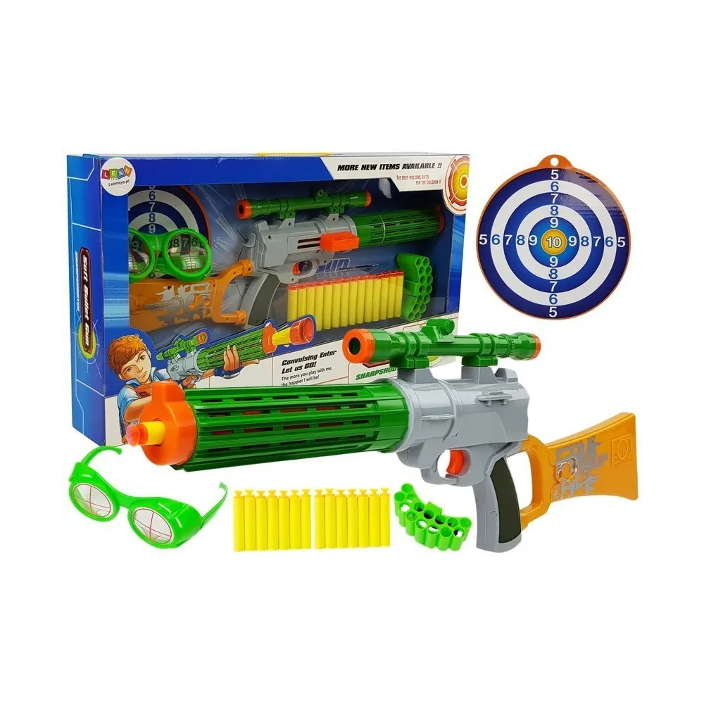 Szary karabin na piankowe naboje z tarczą dla dzieci