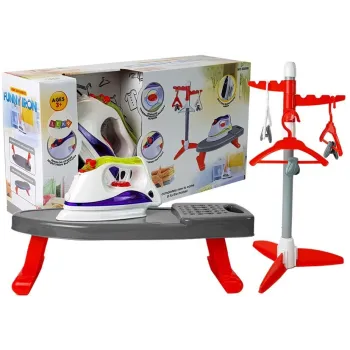 Zestaw żelazko na baterie z deską do prasowania i stojakiem dla dzieci