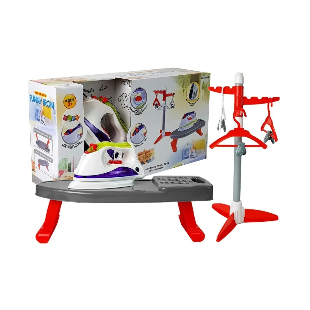 Zestaw żelazko na baterie z deską do prasowania i stojakiem dla dzieci