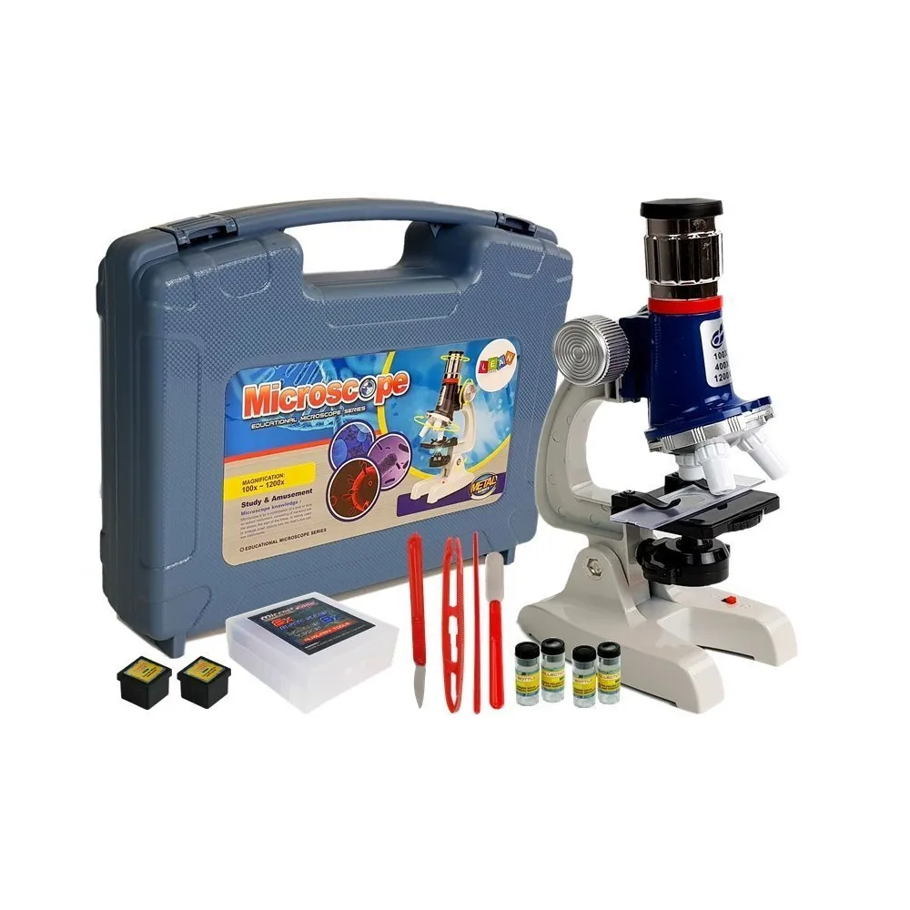 Mikroskop edukacyjny dla dzieci z dodatkami w poręcznej walizce