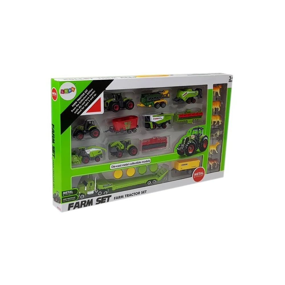 Kompletny zestaw gospodarstwa rolnego z pojazdami i zwierzętami