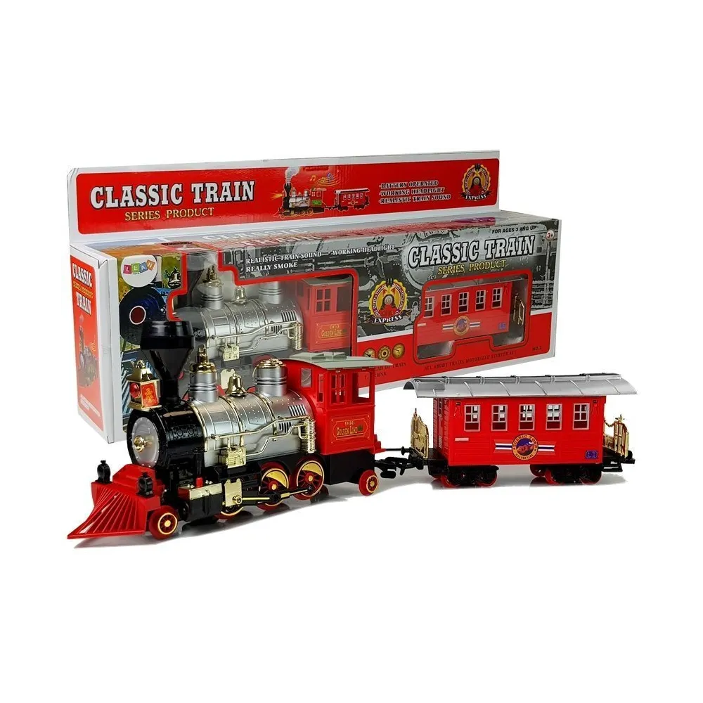 Kolejka pociąg klasyczny na baterie z efektem dymu i światłem