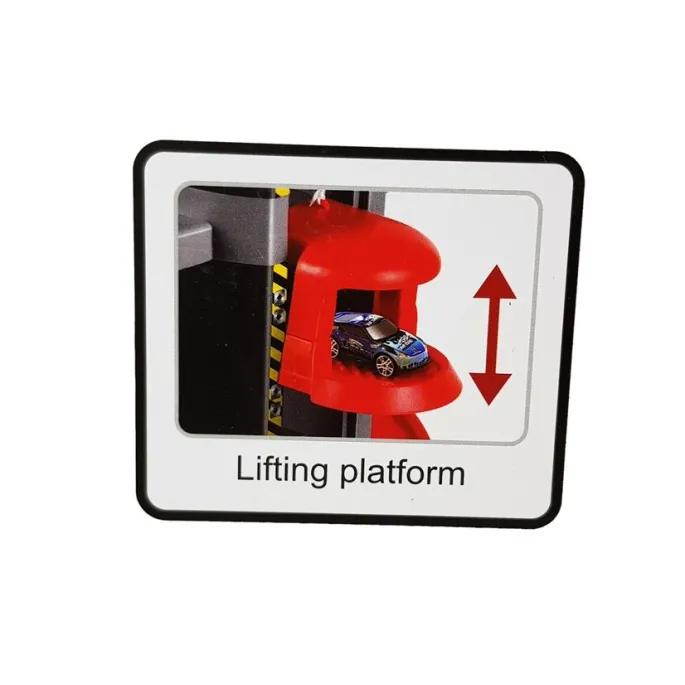 Widok z góry na tor parkingowy dla dzieci z efektem świetlnym