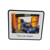 Zestaw elementów garażu wraz z instrukcją i naklejkami dekoracyjnymi