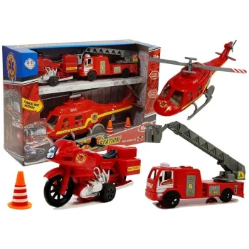 Helikopter strażacki z efektami świetlnymi i dźwiękowymi na białym tle