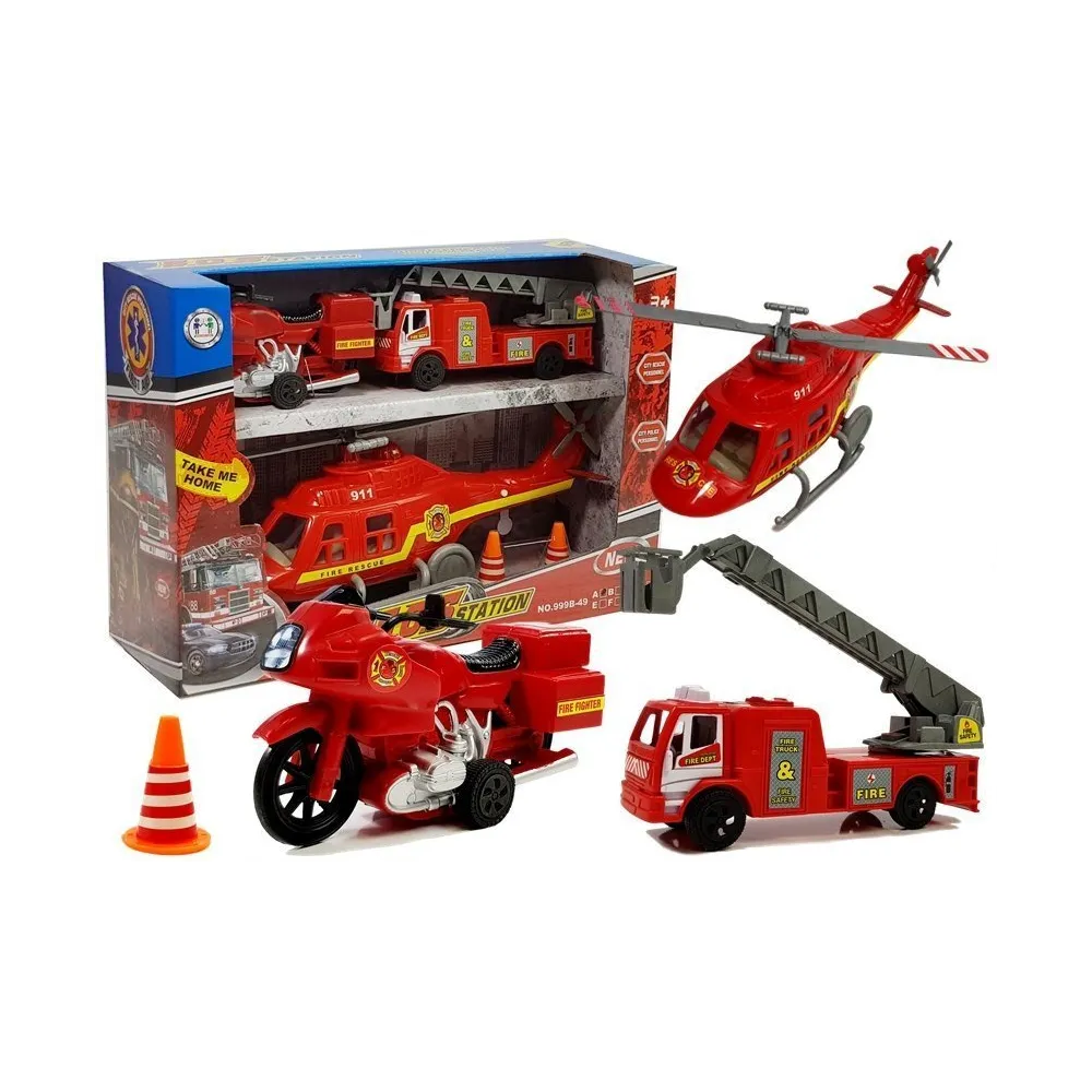 Helikopter strażacki z efektami świetlnymi i dźwiękowymi na białym tle