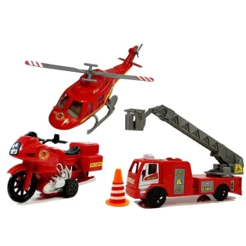 Zestaw Pojazdów Straż Pożarna Helikopter Motor Światło Dźwięki