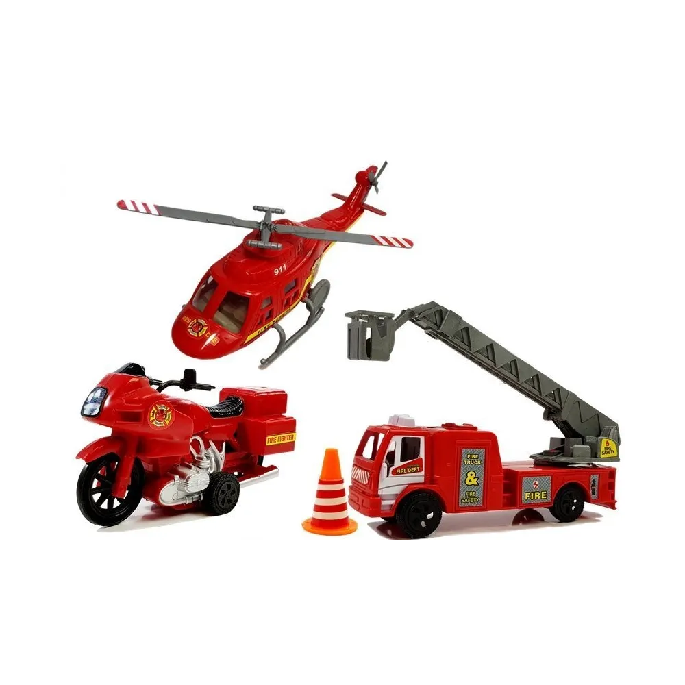 Wóz strażacki zabawkowy gotowy do akcji ratunkowej w zestawie
