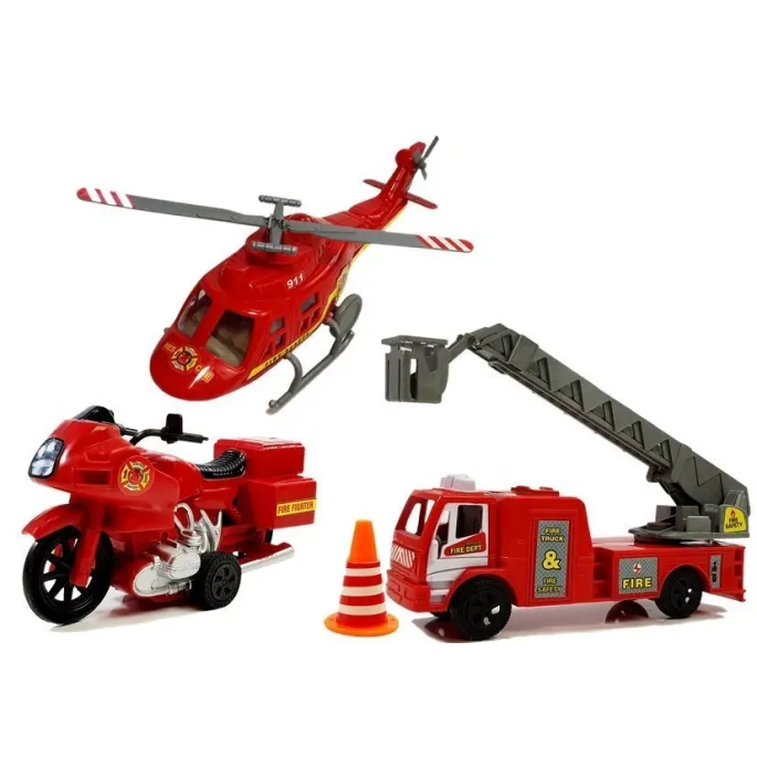 Wóz strażacki zabawkowy gotowy do akcji ratunkowej w zestawie