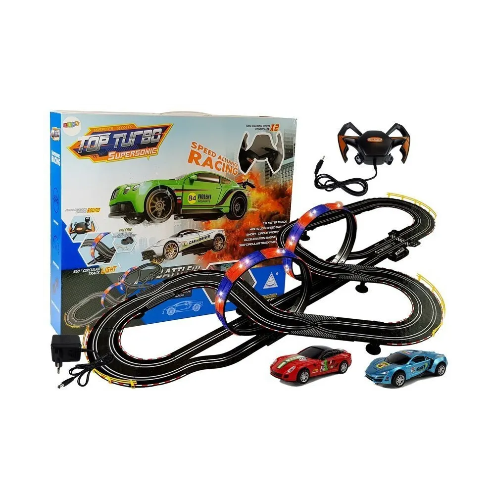 Zestaw tor wyścigowy 1:43 z dwoma autkami na długim torze 7,6 m