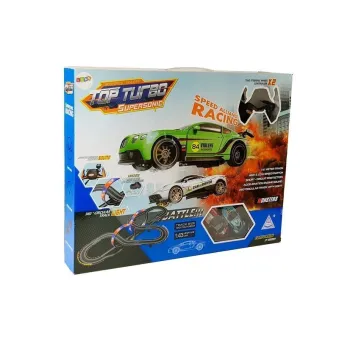 Dynamiczna zabawa: dwa autka ścigające się na torze z kontrolerami