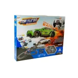 Dynamiczna zabawa: dwa autka ścigające się na torze z kontrolerami