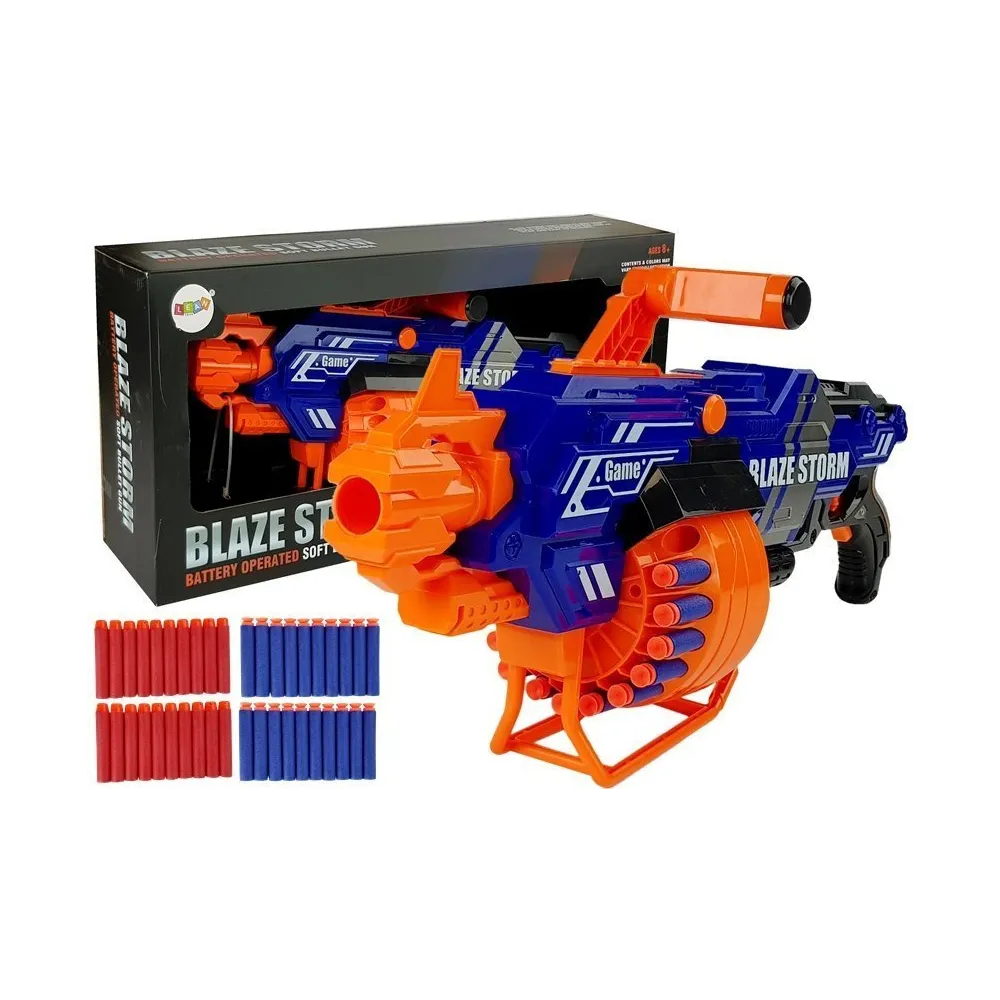 Duży karabin na piankowe pociski z dużym magazynkiem – widok z boku