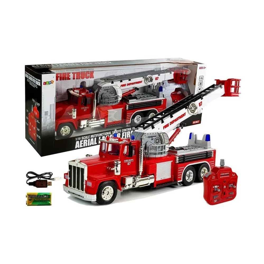 Duży wóz strażacki R/C z wysuwaną obrotową drabiną w skali 1:18