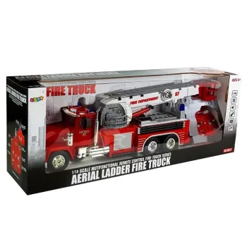 Wóz strażacki 60 cm podczas akcji ratunkowej z rozłożoną drabiną