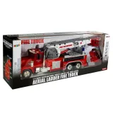 Wóz strażacki 60 cm podczas akcji ratunkowej z rozłożoną drabiną