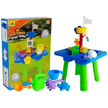 Stolik Piaskownica Foremki do Piasku Łopatki Konewka