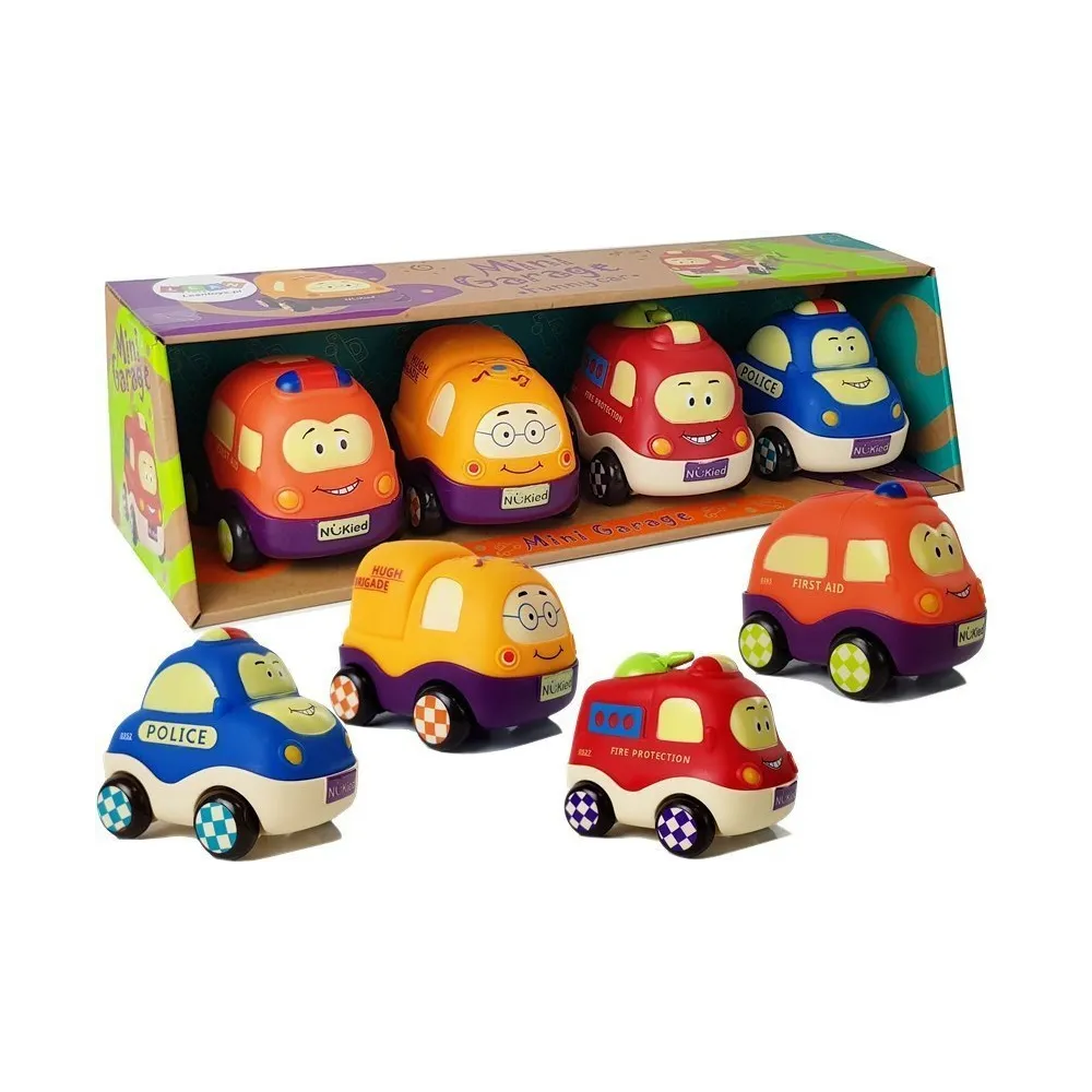 Kolorowe autka z napędem dla dzieci od 2 lat w pudełku z witrynką