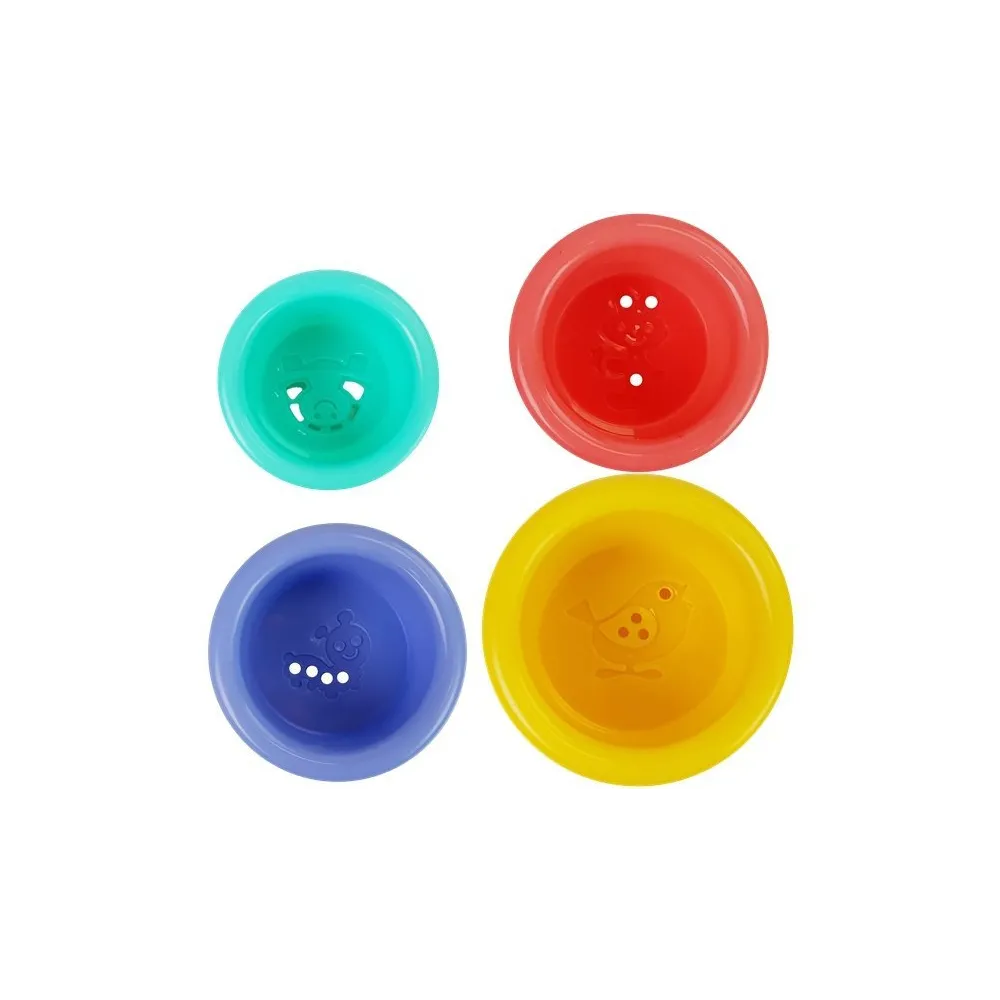 Różnokolorowe wiaderka z wizerunkami zwierzątek na kąpiel