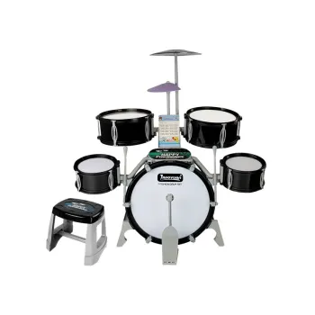 Perkusja Muzyczny Zestaw 5 Bębnów Krzesło Talerz Czarna