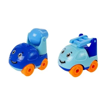 Edukacyjna stacja paliw z dwoma pojazdami i sygnalizacją świetlną