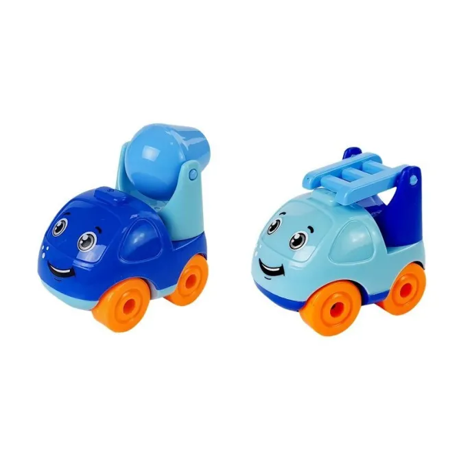 Edukacyjna stacja paliw z dwoma pojazdami i sygnalizacją świetlną