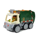 Auto śmieciarka R/C w zielono-białych kolorach na tle białym