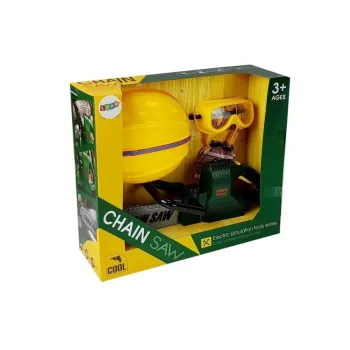 Akcesoria do zabawy dla dzieci – piła na baterie, kask, rękawice i okulary