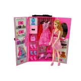 Przenośna garderoba dziecięca z lalkami i akcesoriami do stylizacji