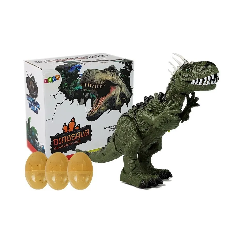 Zielony dinozaur na baterie z projektorem i efektami świetlnymi