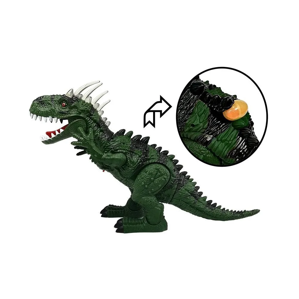 Dinozaur zabawka z ruchomymi kończynami i śnieżnobiałymi zębami
