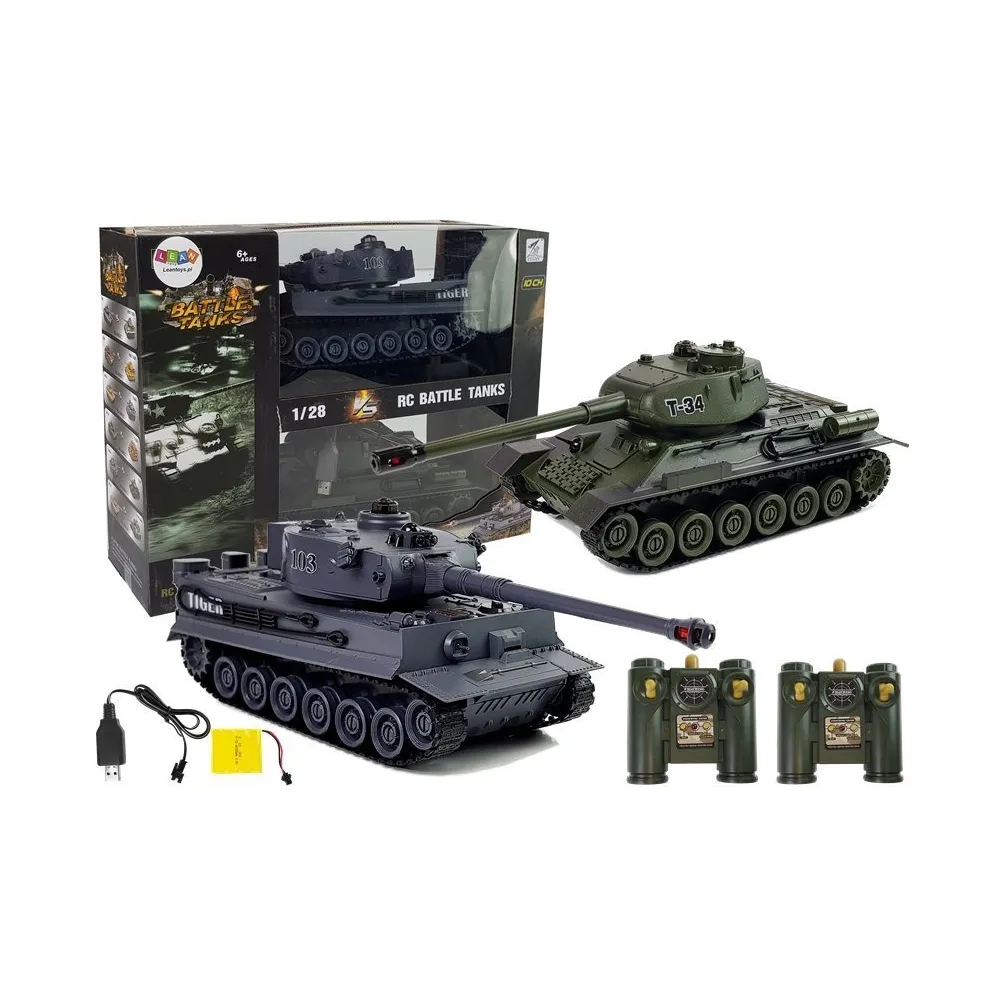 Zestaw dwóch czołgów R/C T-34 i TIGER 103 w skali 1:28 z pilotami