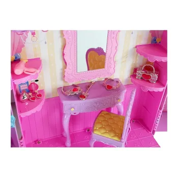 Garderoba z LED, lalką i lustrzanym stojakiem na ubrania