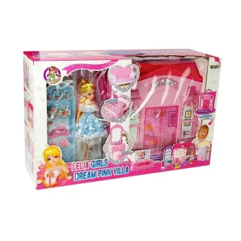 Domek dla lalek inspirowany prawdziwym domem z akcesoriami i lalką