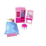 Zestaw łóżko, szafa i toaletka z lalką dla dziewczynki
