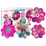 Różowo-białe pudełko kwiat z koralikami do biżuterii dla dzieci