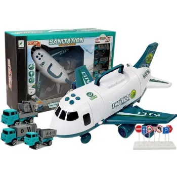 Biały samolot rozkładany CITY z efektami świetlnymi i dźwiękowymi