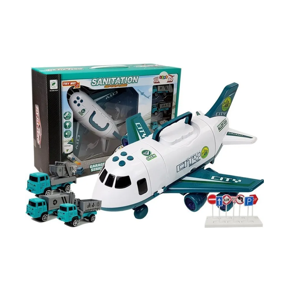 Biały samolot rozkładany CITY z efektami świetlnymi i dźwiękowymi