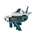 Samolot zabawkowy z autkami 1:64 i znakami drogowymi, widok z boku