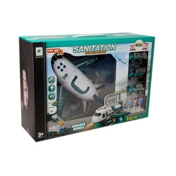 Elementy zestawu: samolot CITY, 3 pojazdy i znaki drogowe dla dzieci