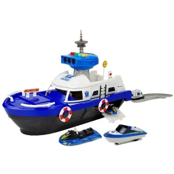 Łódź Transportowa Policyjna z Autkami, z dźwiękiem i światłami