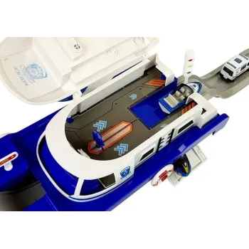 Dziecięca łódź policyjna z otwieraną klapą i dźwiękami syreny
