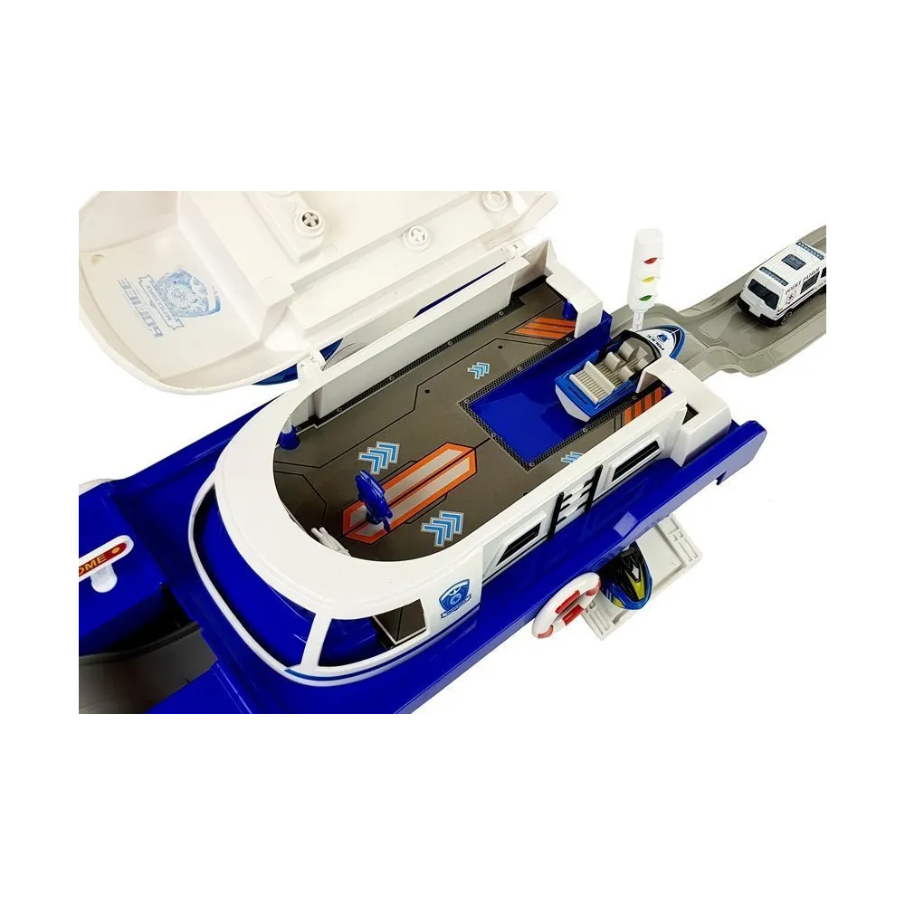 Dziecięca łódź policyjna z otwieraną klapą i dźwiękami syreny