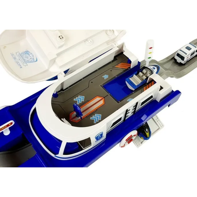 Dziecięca łódź policyjna z otwieraną klapą i dźwiękami syreny
