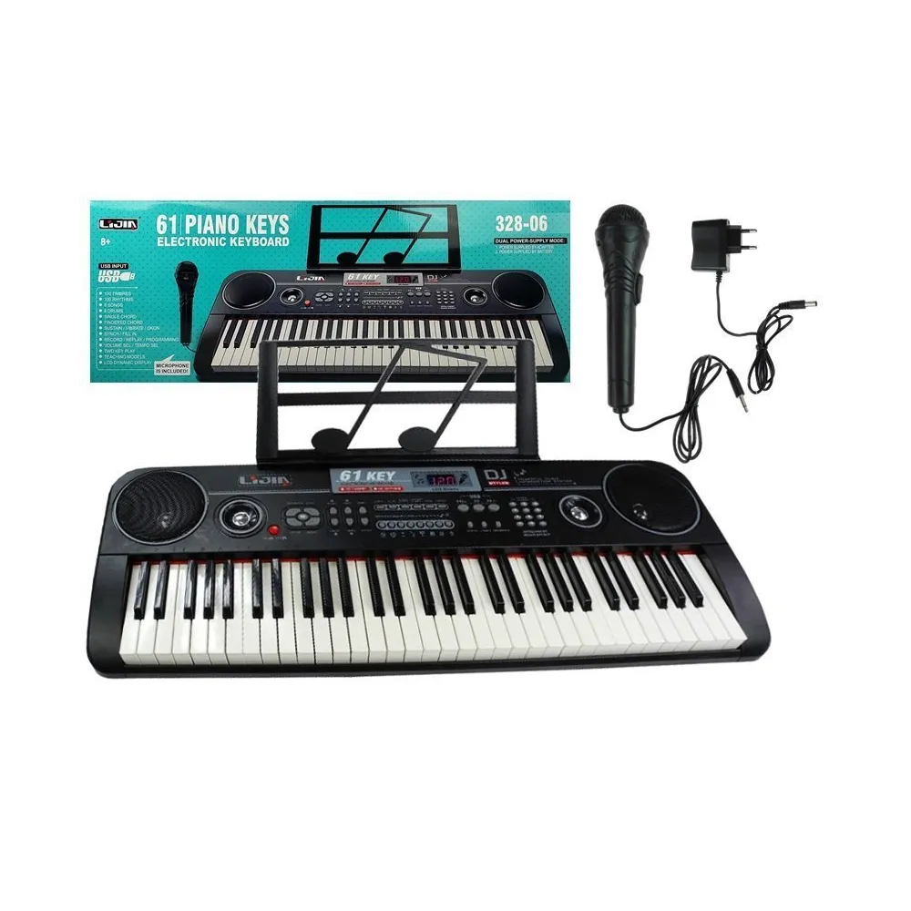 Keyboard Organy 328-06 z mikrofonem i zasilaczem – widok z góry