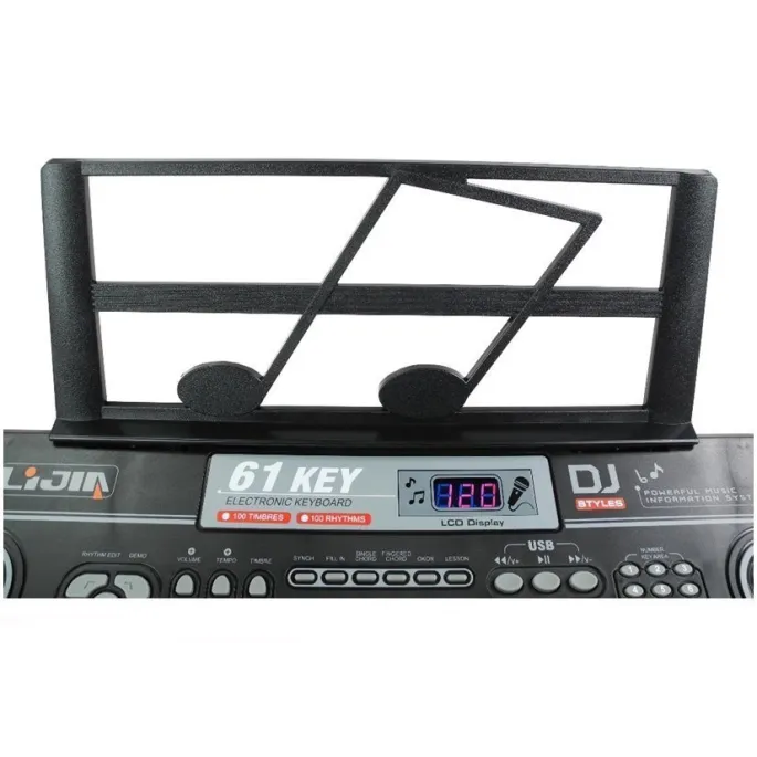 Czarny keyboard dla dzieci powyżej 8 lat z wyświetlaczem LED