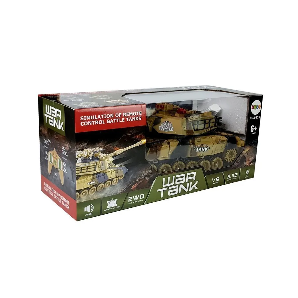 Czołg RC żółty prezentujący się podczas dynamicznej zabawy